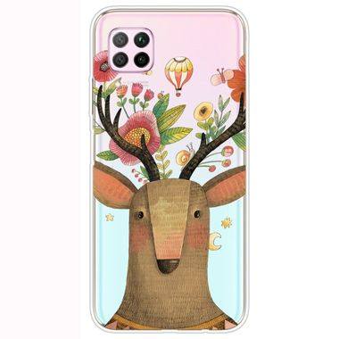 Gumový kryt na Huawei P40 Lite  - Shockproof Painted Transparent -Flower Deer