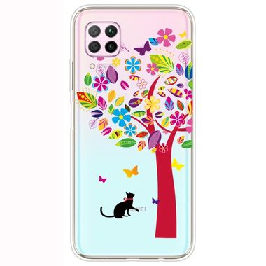 Gumový kryt na Huawei P40 Lite  - Shockproof Painted Transparent -Tree and Cat