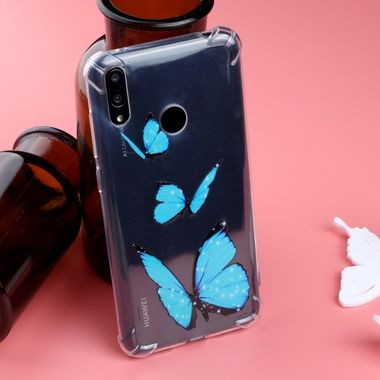 Gumový kryt na Huawei Y7 (2019) - Blue Butterfly Pattern