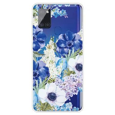 Gumový kryt na Samsung Galaxy A21s - Blue White Roses