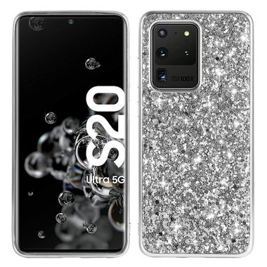 Gumový kryt na Samsung Galaxy S20 Ultra - Plating Glittery Powder -stříbrna