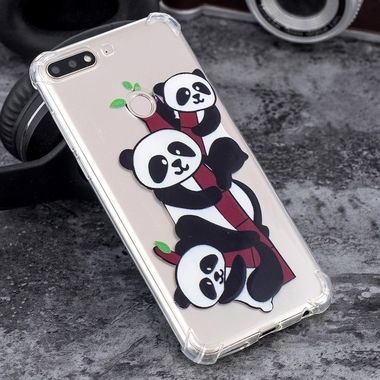 Gumový kryt Three Pandas Pattern na Huawei Y7 Prime (2018)