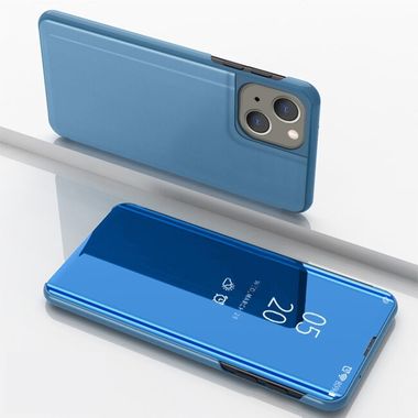 Knížkové pouzdro Electroplating Mirror pro iPhone 15 - Modrá