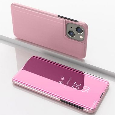 Knížkové pouzdro Electroplating Mirror pro iPhone 15 - Růžové zlato
