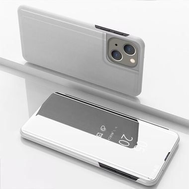 Knížkové pouzdro Electroplating Mirror na iPhone 15 - Stříbrná