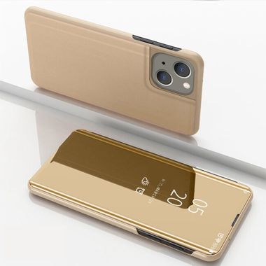 Knížkové pouzdro Electroplating Mirror pro iPhone 15 - Zlatá