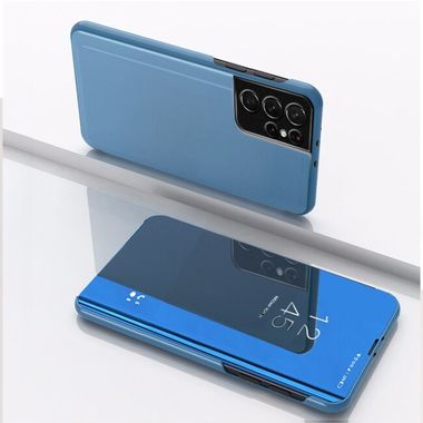 Knižkové pouzdro Electroplating Mirror LEATHER pro Samsung Galaxy S23 Ultra 5G - Modrá