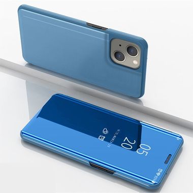 Knižkové pouzdro Electroplating Mirror na iPhone 13 Mini - Modrá