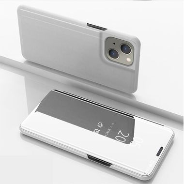 Knižkové pouzdro Electroplating Mirror na iPhone 13 Mini - Stříbrná
