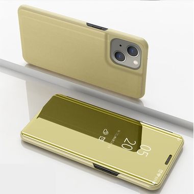 Knižkové pouzdro Electroplating Mirror na iPhone 13 Mini - Zlatá