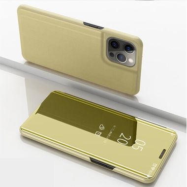 Knižkové pouzdro Electroplating Mirror na iPhone 13 Pro - Zlatá