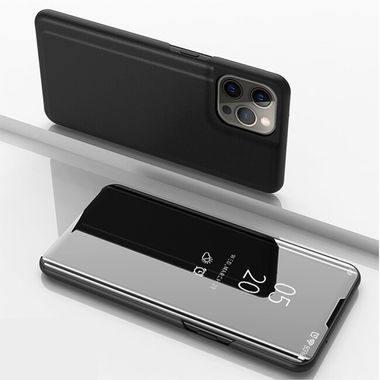 Knížkové pouzdro Electroplating Mirror na iPhone 14 Pro - Černá