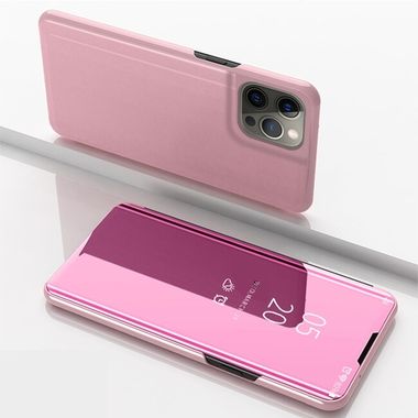 Knížkové pouzdro Electroplating Mirror na iPhone 14 Pro - Ružovozlatá