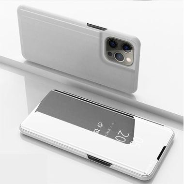 Knížkové pouzdro Electroplating Mirror na iPhone 14 Pro - Stříbrná