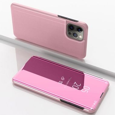 Knížkové pouzdro Electroplating Mirror pro iPhone 15 Pro Max - Ružovozlatá