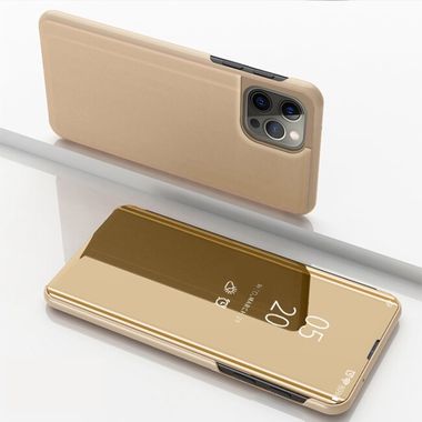 Knížkové pouzdro Electroplating Mirror pro iPhone 15 Pro Max - Zlatá