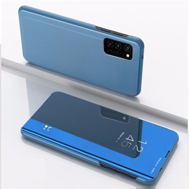 Knižkové pouzdro Electroplating Mirror na Samsung Galaxy A12 - Modrá