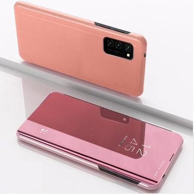 Knižkové pouzdro Electroplating Mirror na Samsung Galaxy A12 - Ružovozlatá