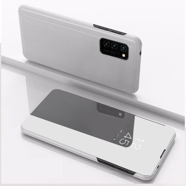Knižkové pouzdro Electroplating Mirror na Samsung Galaxy A12 - Stříbrná
