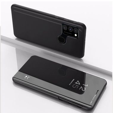 Knížková pouzdro Electroplating Mirror na Samsung Galaxy A21s - Černý