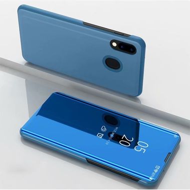Knižkové pouzdro Electroplating Mirror na Samsung Galaxy A30 - Modrý