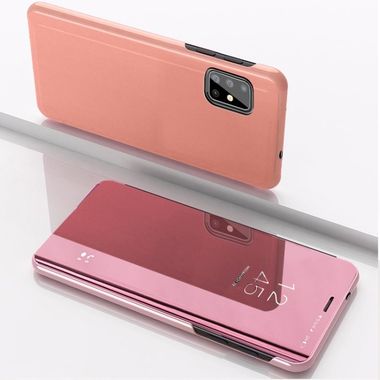 Knižkové pouzdro Electroplating Mirror na Samsung Galaxy A31 - Ružovozlatý