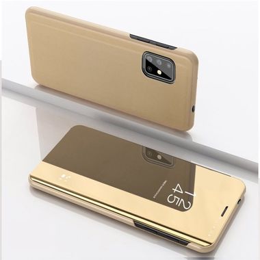 Knižkové pouzdro Electroplating Mirror na Samsung Galaxy A31 - Zlatý