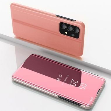 Knížkové pouzdro Electroplating Mirror pro Samsung Galaxy A73 5G - Růžové zlato