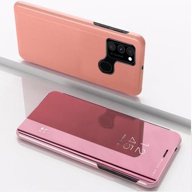 Knížková pouzdro Electroplating Mirror na Samsung Galaxy M21- Zlato-ružová