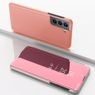Knižkové pouzdro Electroplating Mirror na Samsung Galaxy S22 5G - Ružovozlatá