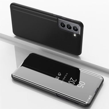 Knižkové pouzdro Electroplating Mirror na Samsung Galaxy S22 Plus 5G - Černá