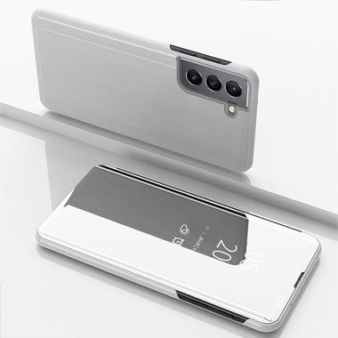 Knižkové pouzdro Electroplating Mirror na Samsung Galaxy S22 Plus 5G - Stříbrná