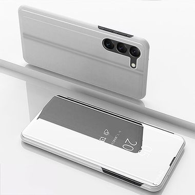 Knížkové pouzdro Electroplating Mirror pro Samsung Galaxy S24 Plus 5G - Stříbrná
