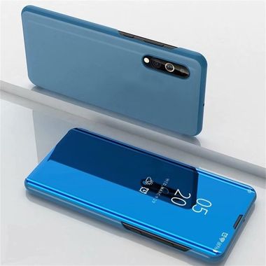 Knižkové pouzdro Electroplating Mirror na Xiaomi Mi 9 Lite - Modrý