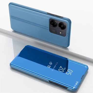 Knížkové pouzdro Electroplating Mirror na Xiaomi Redmi 13C - Modrá