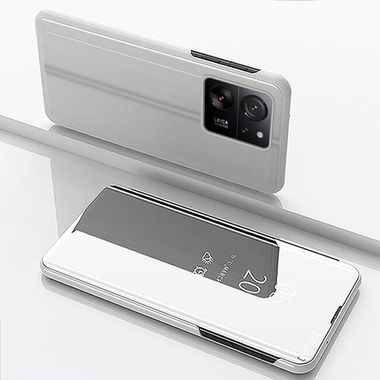 Knížkové pouzdro Electroplating Mirror na Xiaomi Redmi 13C - Stříbrná