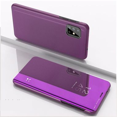Knižkové pouzdro Plated Mirror na Samsung Galaxy A51 -fialová