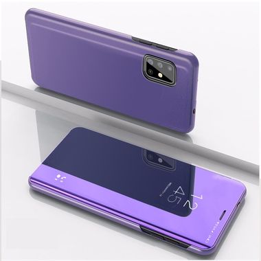 Knižkové pouzdro Plated Mirror na Samsung Galaxy A71 –Purple Blue