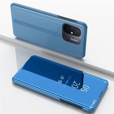 Knížkové pouzdro Plated Mirror na Xiaomi Redmi 12C – Modrá