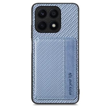 Kožený kryt Carbon Magnetic Wallet pro Honor X8a - Modrá