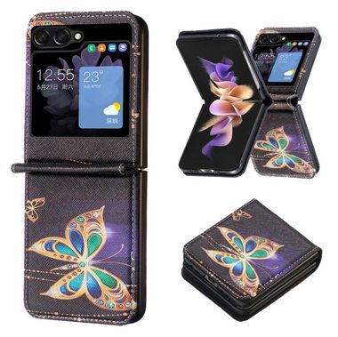 Kožený kryt Drawing pro Samsung Galaxy Z Flip 5 - Velký motýl