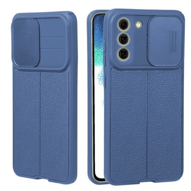 Kožený kryt LITCHI na Samsung Galaxy S21 FE - Modrá