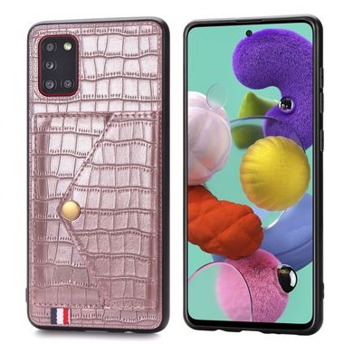 Kožený kryt na Samsung Galaxy A31 - Ružovozlatý