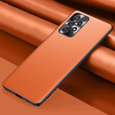 Kožený kryt Plain pro Samsung Galaxy A73 5G - Oranžová