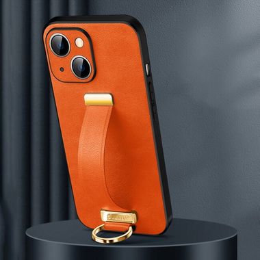 Kožený kryt SULADA Tide pro iPhone 15 - Oranžová