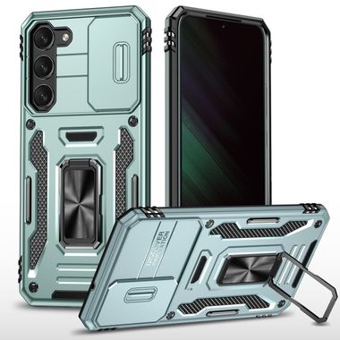 Kryt Folding Magnetic Holder Armor pro Samsung Galaxy S24 Plus 5G - Alpská zelená