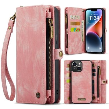 Multifunkční peněženkové pouzdro CASEME na iPhone 15 - Růžová