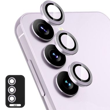 Ochranné sklo ENKAY Aluminium na kameru pro telefon Galaxy A35 - Bledě fialová