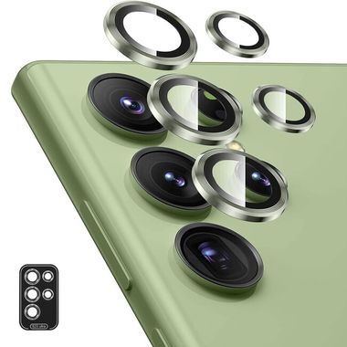 Ochranné sklo na kameru ENKAY Aluminium pro telefón Samsung Galaxy S23 Ultra 5G - Světle zelená
