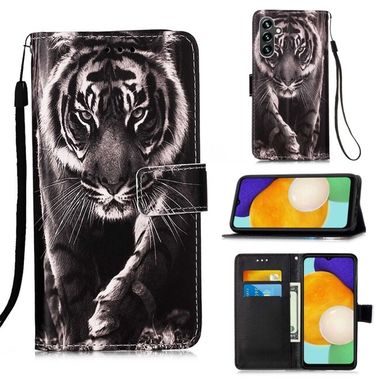 Peňeženkové 3D puzdro COLORED pro Samsung Galaxy A34 5G - Černý a bílý tygr